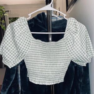 Light green plaid blouse